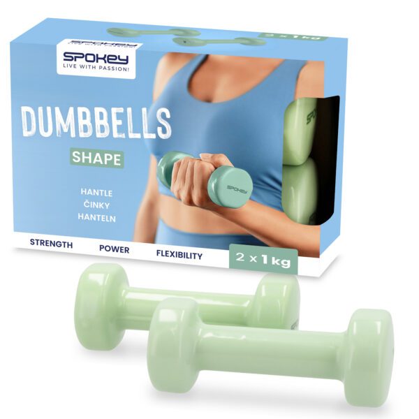 Vinyl dumbbells 2x1 kg groen - Spokey SHAPE