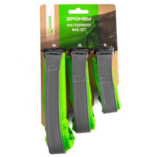 Waterdichte tas set groen 1L, 2L, 8L - Spokey DRYSET
