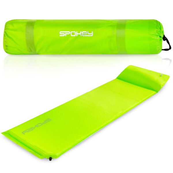 Zelfopblaasbare slaapmat met kussen groen 186x50 cm - Spokey SAVORY PILLOW