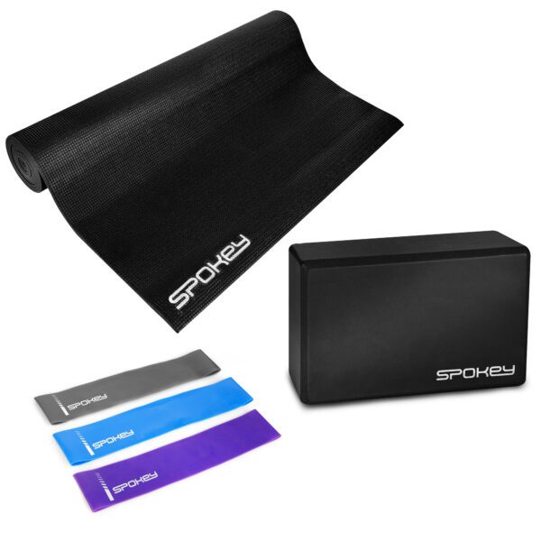 Yoga set met mat, blok en weerstandsbanden - Spokey MANTRA