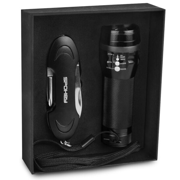 Multifunctionele zakmes en zaklamp set - Spokey ZOOM
