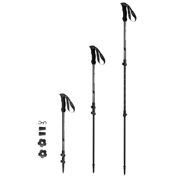 Wandelstokken grijs zwart verstelbaar 105-135 cm - Spokey ZION