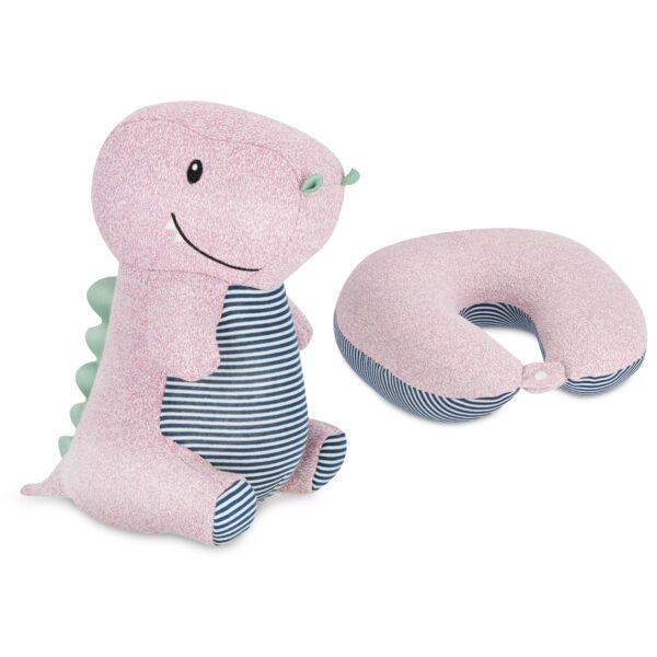 Reiskussen en knuffel dinosaurussen grijs - Spokey CUDDLY