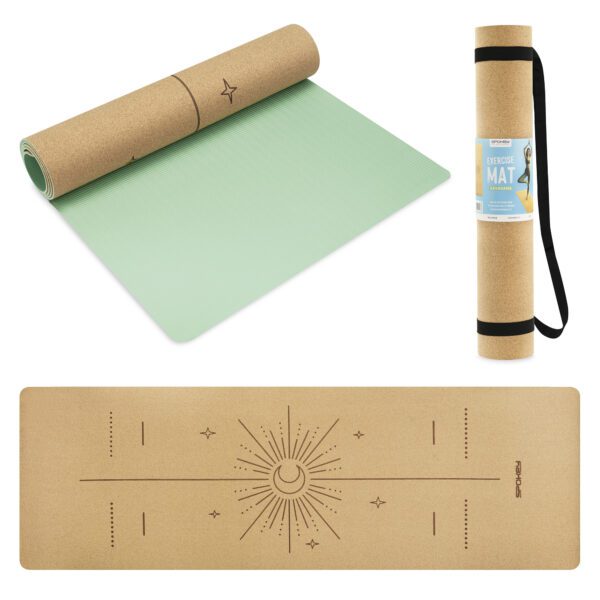 Natuurlijke kurken yogamat groen 183x61 cm - Spokey SAVASANA