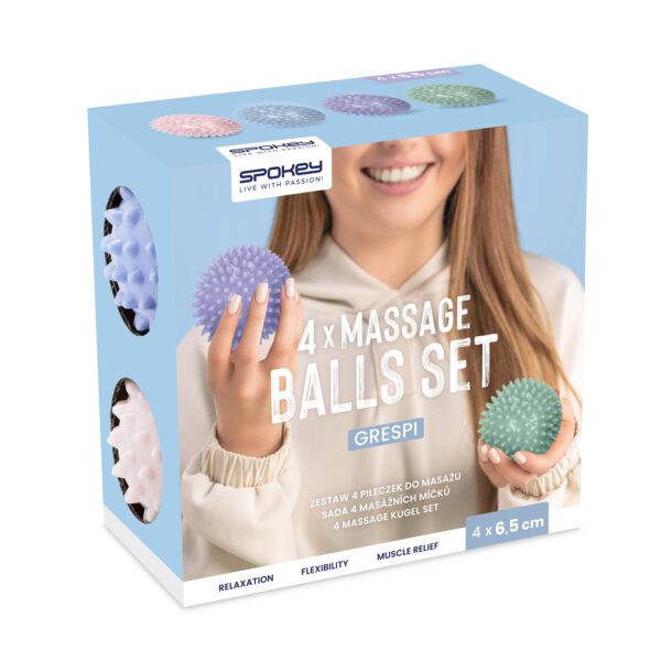 Massageballen set 4 stuks multicolor voor spierontspanning - Spokey GRESPI