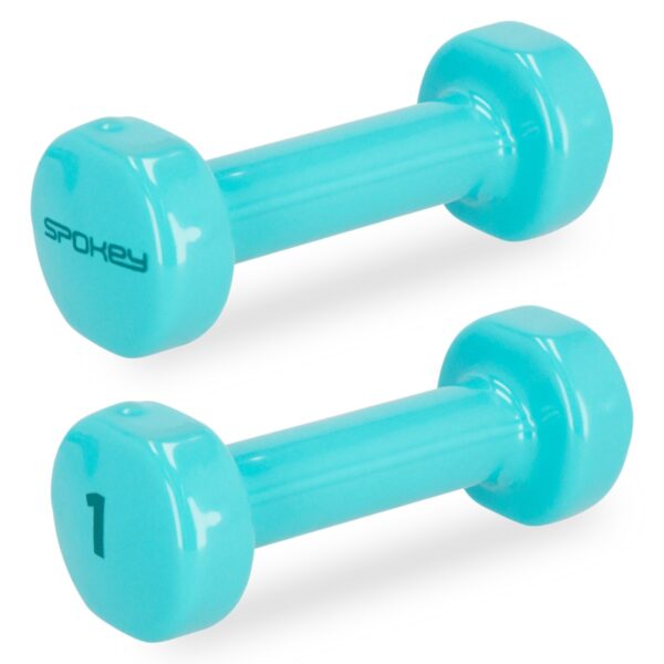 Vinyl dumbbells 2x1 kg turquoise - Spokey SHAPE IV
