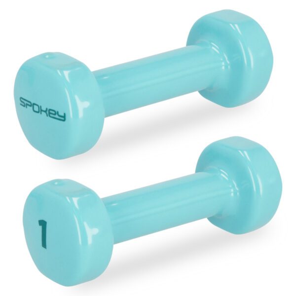 Vinyl dumbbells 2x1 kg turquoise - Spokey SHAPE IV