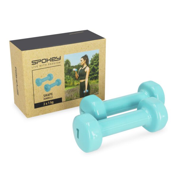 Vinyl dumbbells 2x1 kg turquoise - Spokey SHAPE IV