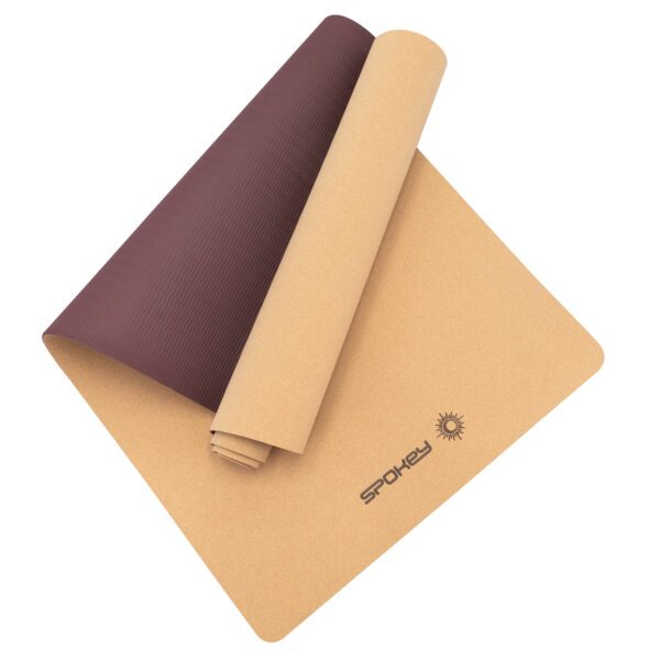 Cork yoga mat paars 183x61 cm met antislip - Spokey SAVASANA