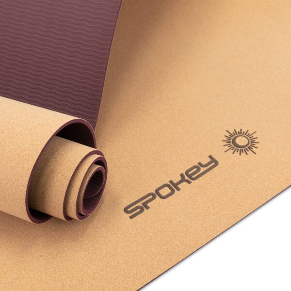 Cork yoga mat paars 183x61 cm met antislip - Spokey SAVASANA