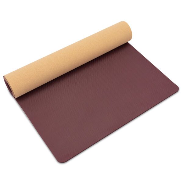 Cork yoga mat paars 183x61 cm met antislip - Spokey SAVASANA