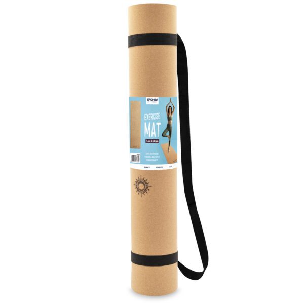 Cork yoga mat paars 183x61 cm met antislip - Spokey SAVASANA