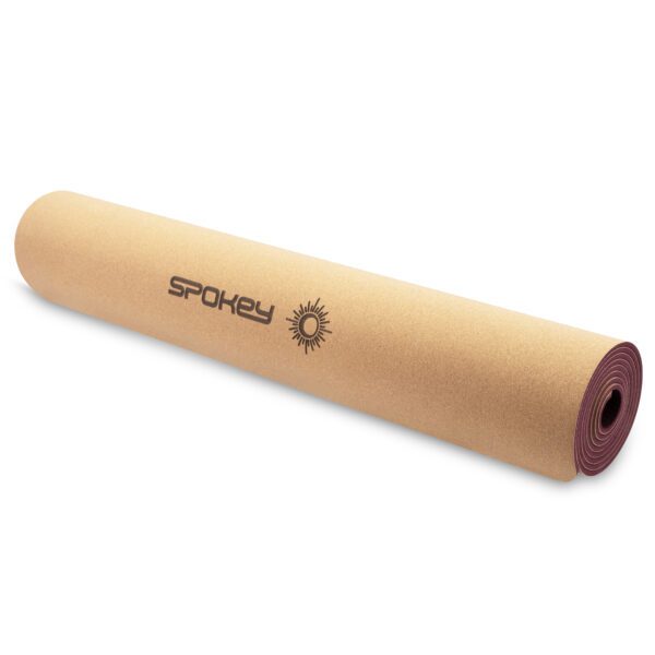 Cork yoga mat paars 183x61 cm met antislip - Spokey SAVASANA