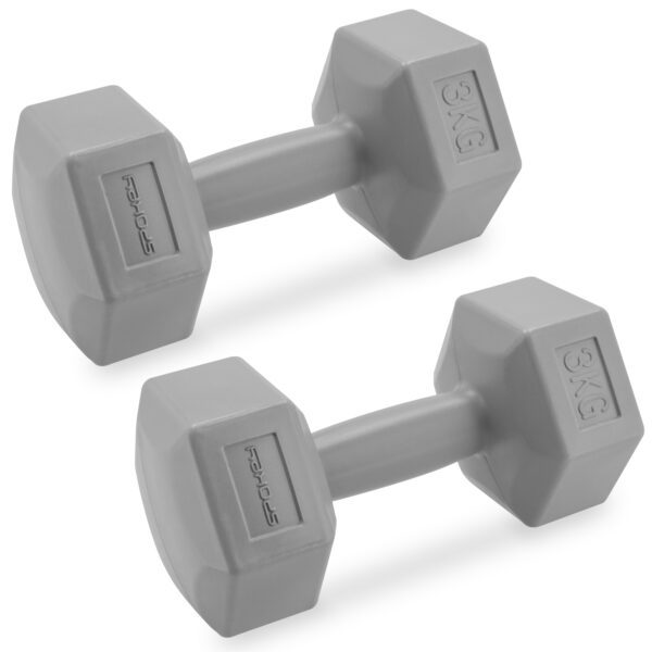 Hexagonale dumbbell set 2x3 kg grijs - Spokey MONSTER