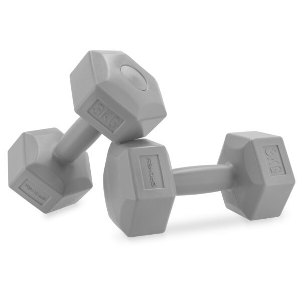 Hexagonale dumbbell set 2x3 kg grijs - Spokey MONSTER