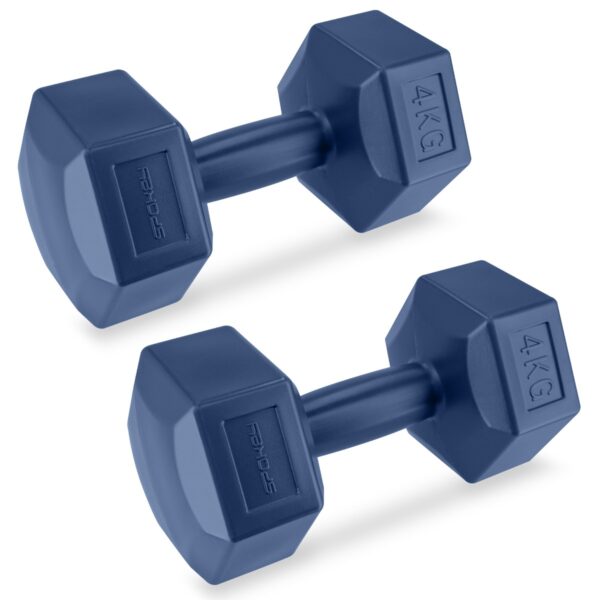 Set van hexagonale dumbbells 2x4 kg blauw - Spokey MONSTER
