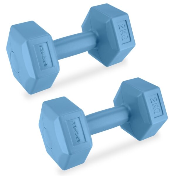 Hexagonale dumbbell set 2x2 kg blauw - Spokey MONSTER