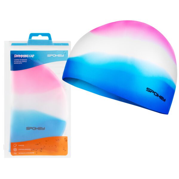 Siliconen badmuts abstract patroon blauw|wit|roze - Spokey ABSTRACT