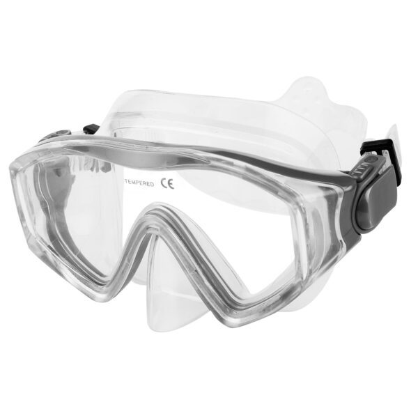 Panoramische duikbril zilver Spokey CERTA - teardrop glas voor optimaal zicht