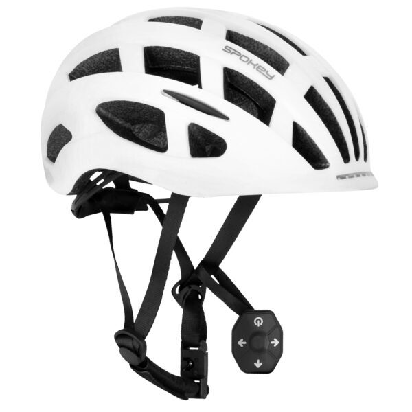Fietshelm met ledverlichting en knipperlicht - Wit - 55-58 cm - Spokey Pointer Pro