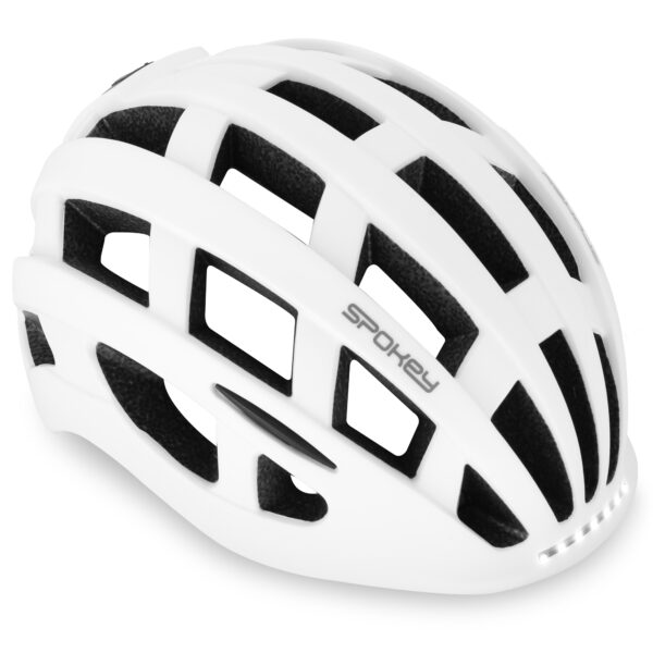 Fietshelm met ledverlichting en knipperlicht - Wit - 55-58 cm - Spokey Pointer Pro