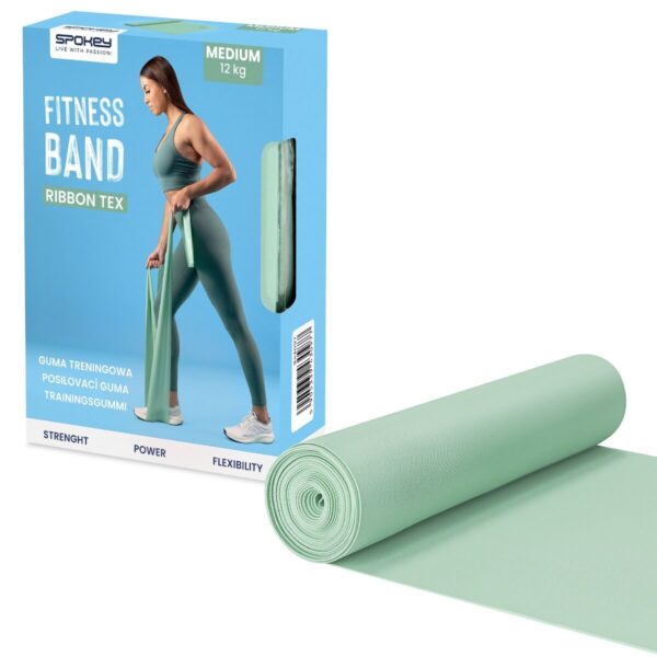 Weerstandsband - Groen - 200 x 15 cm - 12 kg weerstand - Geschikt voor krachttraining en yoga - Spokey RIBBON TEX MEDIUM
