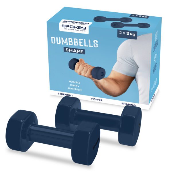 Vinyl dumbbells set 2x3 kg blauw - Spokey SHAPE