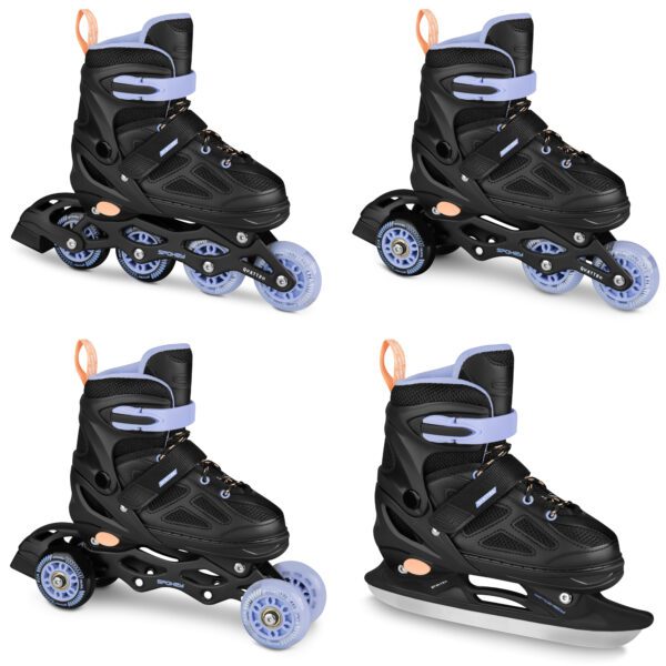 Spokey Quattro 4in1 skates zwart/licht blauw 30-33