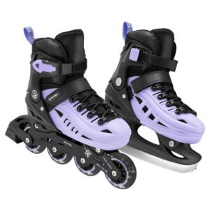 Verstelbare skates - 4 in 1 - zwart / paars - maat 29-33 Verstelbare skates - 4 in 1 - zwart / paars - maat 29-33