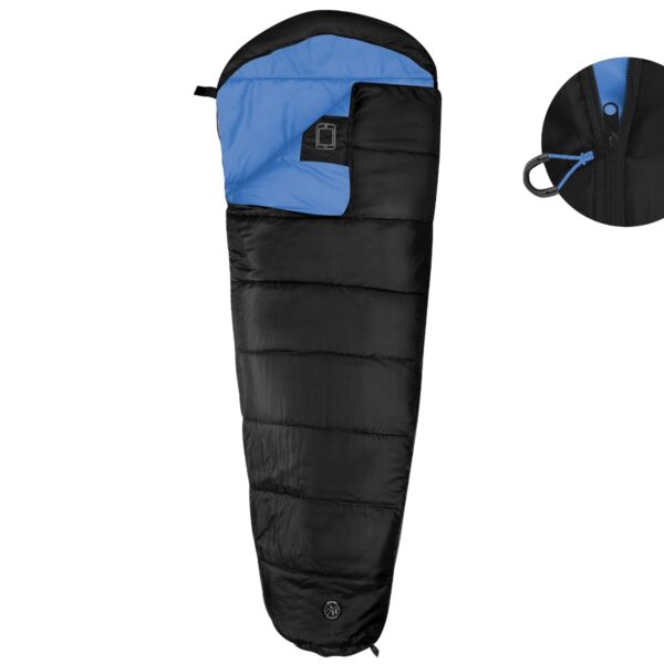Drie-seizoenen mummy slaapzak - Zwart / Blauw - 230 x 80 x 50 cm - Spokey NORDIC 250