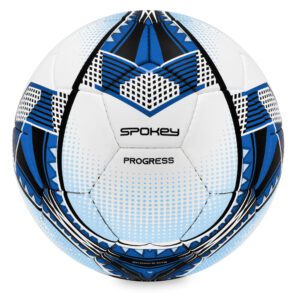 Voetbal – maat 5 – 4-laags constructie met latex binnenbal – handgestikt - 32 panelen - kunstleer - Wit / Blauw / Zwart - Spokey PROGRESS Voetbal – maat 5 – 4-laags constructie met latex binnenbal – handgestikt - 32 panelen - kunstleer - Wit / Blauw / Zwart - Spokey PROGRESS