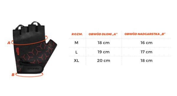 Spokey RIDE - fietshandschoenen voor heren - zwart / rood