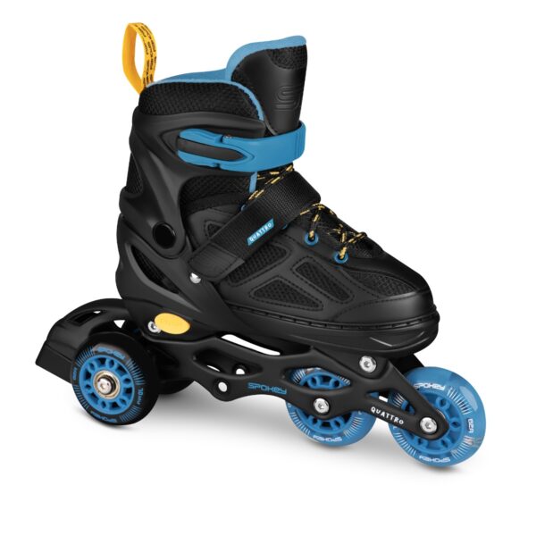 Verstelbare schaatsen 4in1 - Spokey QUATTRO - Zwart / Donkerblauw - Maat 34-37