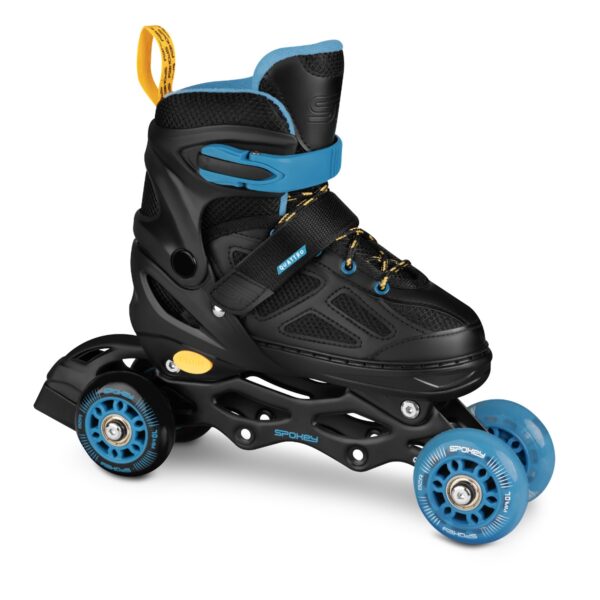 Verstelbare schaatsen 4in1 - Spokey QUATTRO - Zwart / Donkerblauw - Maat 34-37