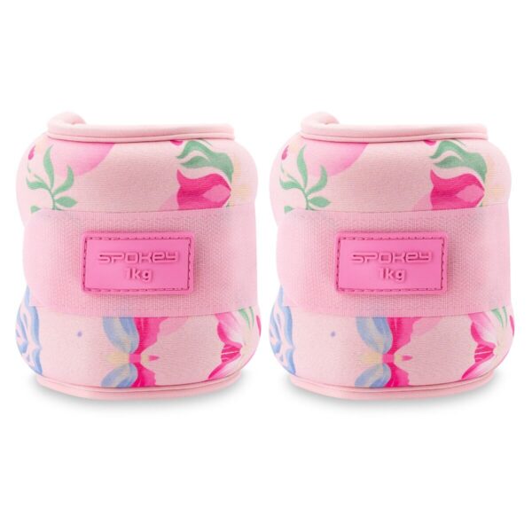 Verstelbare enkel- en polsgewichten - 2x 1 kg - Roze met print