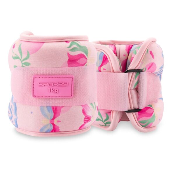 Verstelbare enkel- en polsgewichten - 2x 1 kg - Roze met print