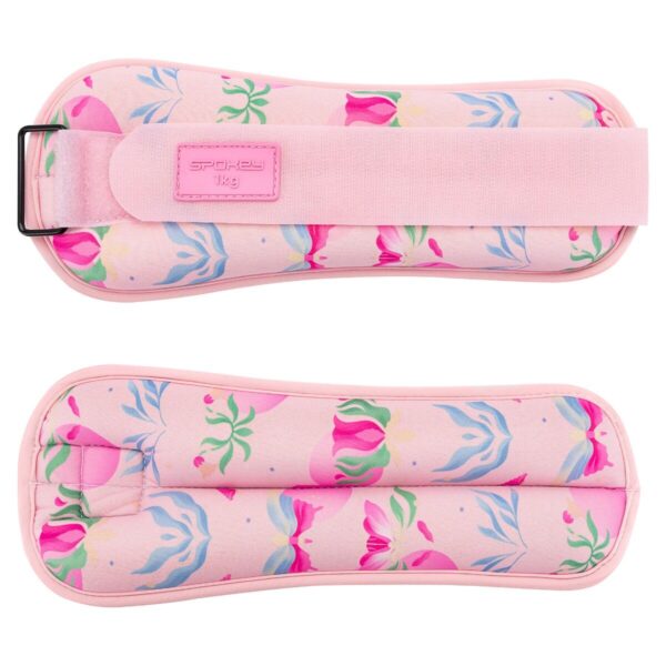 Verstelbare enkel- en polsgewichten - 2x 1 kg - Roze met print