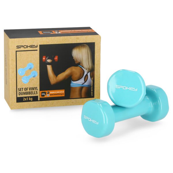 Vinyl dumbbells 2 x 1 kg turquoise Spokey SHAPE IV