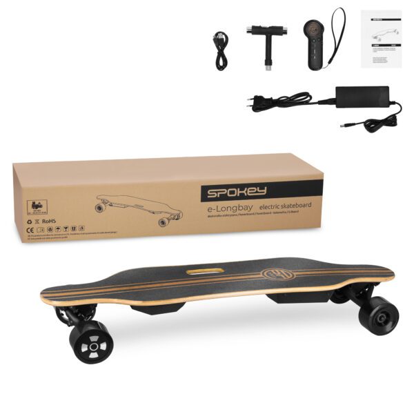 Elektrisch skateboard Spokey E-LONGBAY zwart 93 cm