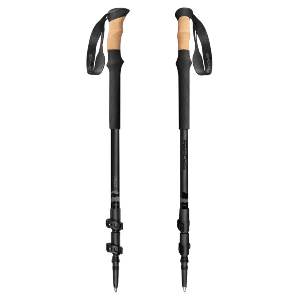 Nordic Walking Stokken – Lichtgewicht Aluminium (540 g) – Verstelbare Trekkingstokken 105–135 cm – Kurken Handvat – Opvouwbaar – Zwart - Spokey Zodiac