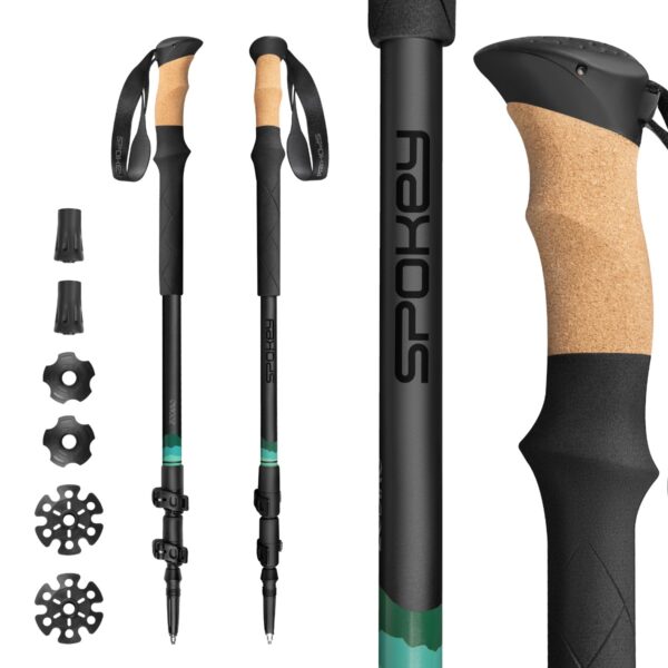 Nordic Walking Stokken – Verstelbare Trekkingstokken met Antishock – Lichtgewicht & Opvouwbaar – 105-135 cm – Zwart - Spokey Zodiac