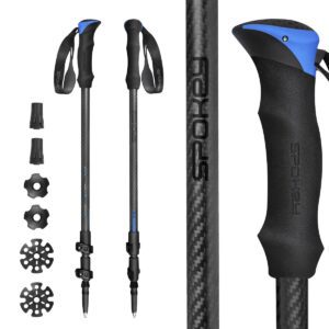 Trekking- & Nordic Walking Stokken – Lichtgewicht (460 g) – Carbon/Aluminium – Verstelbaar 105–135 cm – EVA Handvat – Fast Fit – Opvouwbaar (62 cm) – Zwart/Blauw - Spokey ATOM Trekking- & Nordic Walking Stokken – Lichtgewicht (460 g) – Carbon/Aluminium – Verstelbaar 105–135 cm – EVA Handvat – Fast Fit – Opvouwbaar (62 cm) – Zwart/Blauw - Spokey ATOM