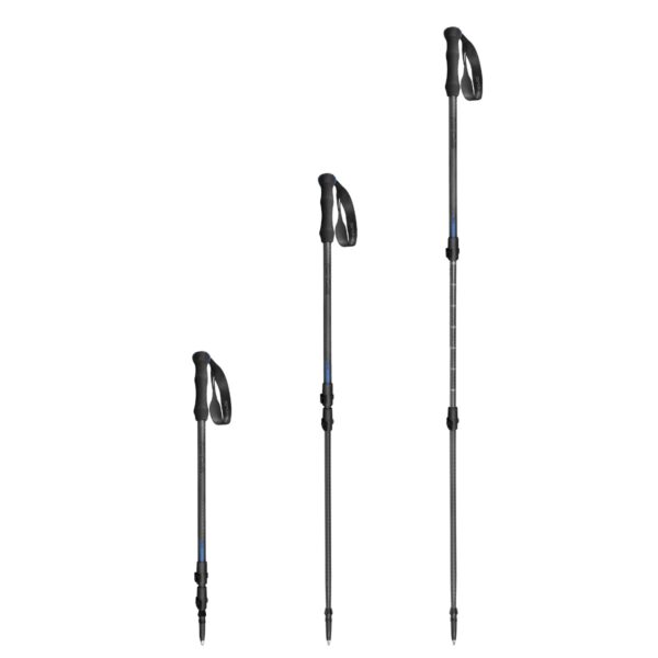 Trekking- & Nordic Walking Stokken – Lichtgewicht (460 g) – Carbon/Aluminium – Verstelbaar 105–135 cm – EVA Handvat – Fast Fit – Opvouwbaar (62 cm) – Zwart/Blauw - Spokey ATOM