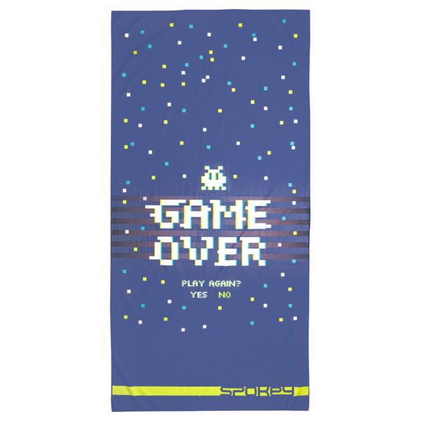 Sneldrogende handdoek Spokey GAME OVER 80x160 cm blauw