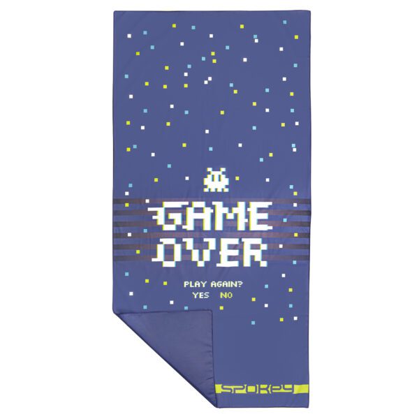 Sneldrogende handdoek Spokey GAME OVER 80x160 cm blauw