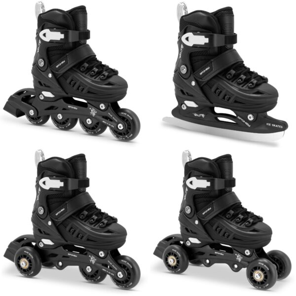 4-in-1 verstelbare skates zwart 29-33