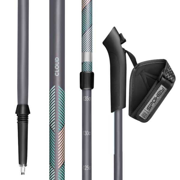 Telescopische Nordic walking stokken blauw zwart 95-135 cm