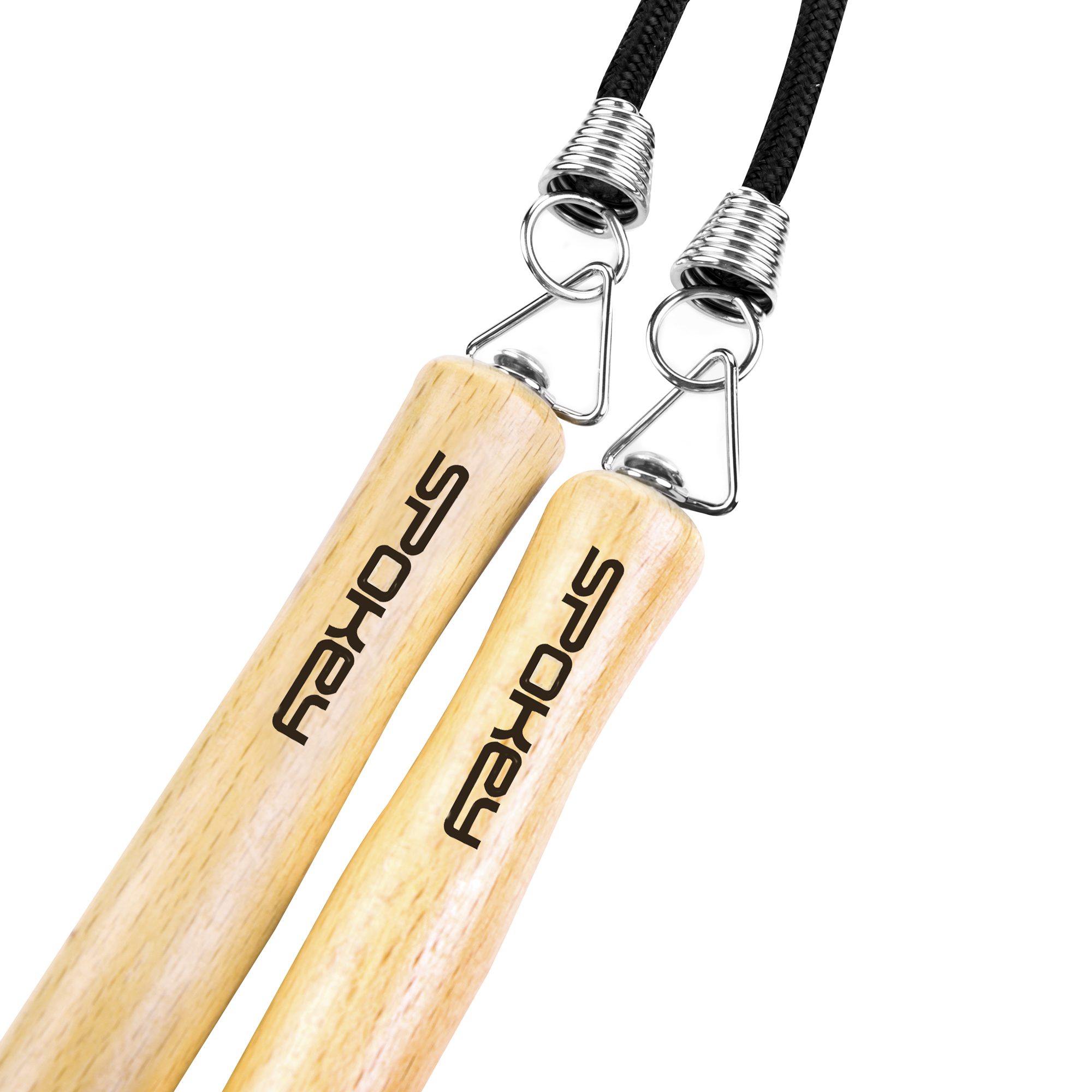 Kwalitatief springtouw met houten handgrepen zwart Kwalitatief springtouw met houten handgrepen zwart