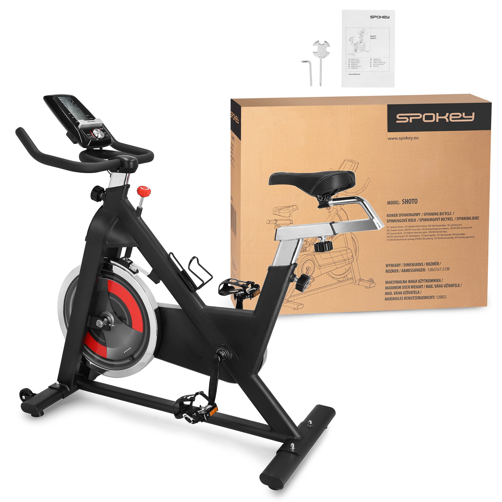 Spokey SHOTO spinning bike 18 kg zwart/grijs Spokey SHOTO spinning bike 18 kg zwart/grijs
