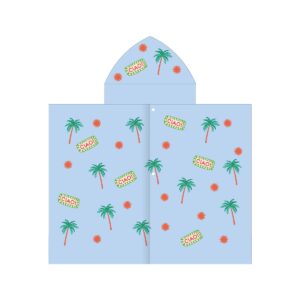 Kleurige kinderhooded handdoek blauw 70x175 cm